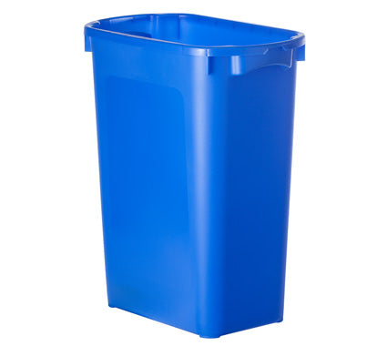 Blue trash bin on a white background